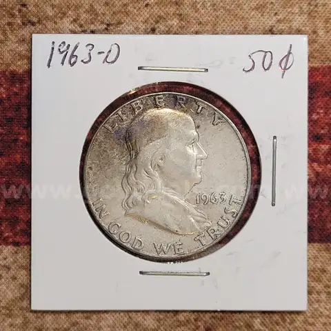 Beautiful Silver Franklin Half Dollar 1963-D