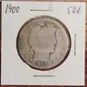 Nice Old Silver Barber Half Dollar 1900