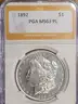 Stunning 1892 Morgan Silver Dollar PGA Graded MS 63 PL