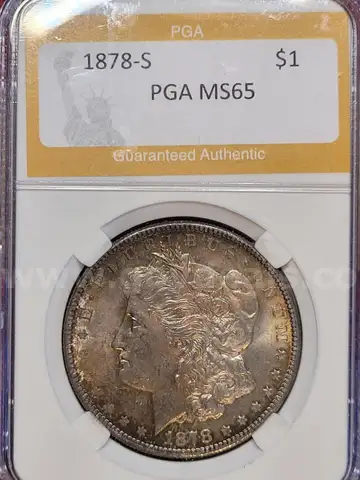 Stunning 1878-S Morgan Silver Dollar PGA Graded MS 65