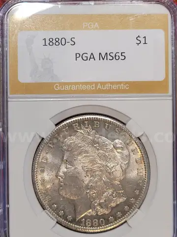 Stunning 1880-S Morgan Silver Dollar PGA Graded MS 65