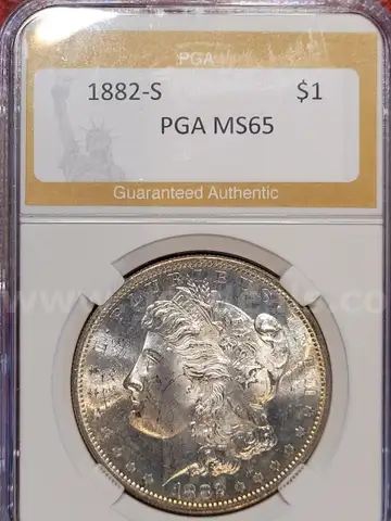 Stunning 1882-S Morgan Silver Dollar PGA Graded MS 65