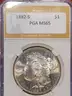 Stunning 1882-S Morgan Silver Dollar PGA Graded MS 65