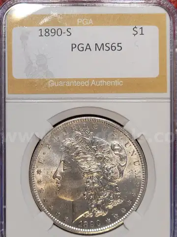 Stunning 1890-S Morgan Silver Dollar PGA Graded MS 65