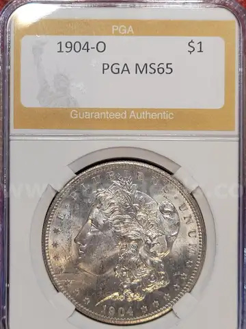 Stunning 1904-O Morgan Silver Dollar PGA Graded MS 65