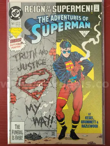 Vintage Comic: DC, Reign of the Supermen, The Adventures of Superman #501