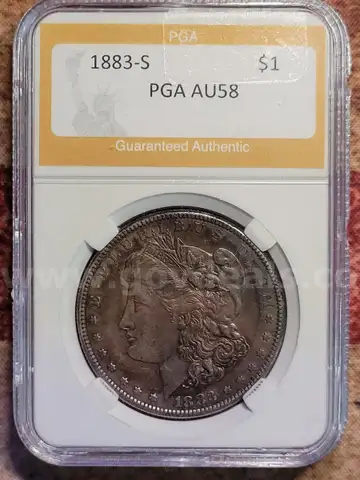 Stunning 1883-S Morgan Silver Dollar PGA Graded AU 58