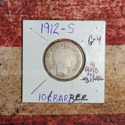 Nice Old Silver Barber Dime 1912-S