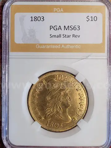 Historic 1803 Draped Bust Gold $10 Small Reverse Stars MS 63