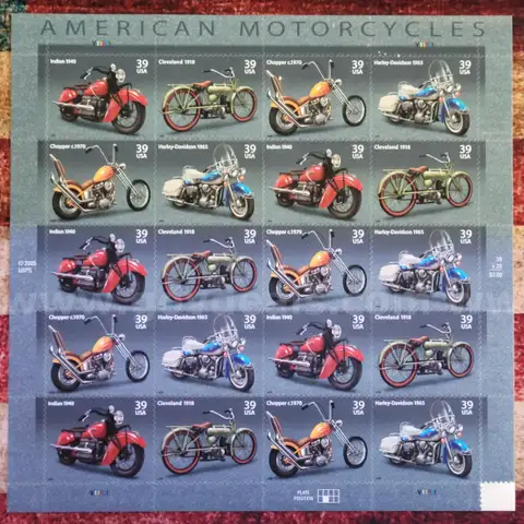 Collectable US Stamps, Unused - American Motorcycles
