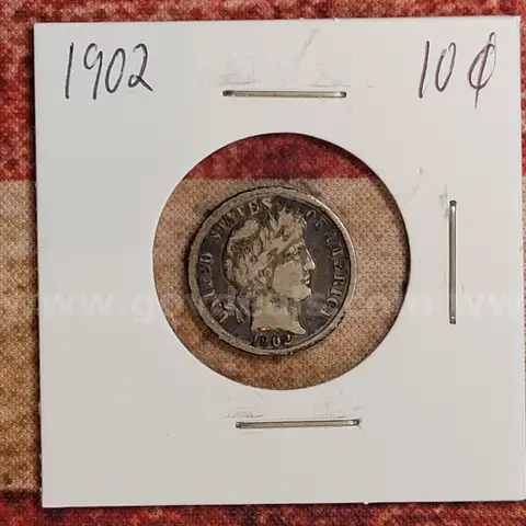 Very Nice Silver Barber Dime 1902