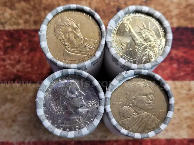 4 Rolls of Dollar Coins Unopened