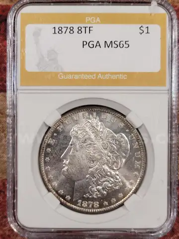 Stunning 1878 8TF Morgan Silver Dollar PGA Graded MS 65