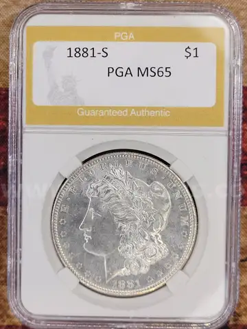 Stunning Silver Morgan Dollar 1881-S PGA Graded MS65