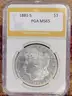 Stunning Silver Morgan Dollar 1881-S PGA Graded MS65