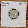 Beautiful Silver Mercury Dime 1942-D