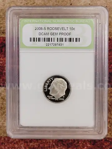 Graded 2008-S Roosevelt Dime DCAM Gem Proof