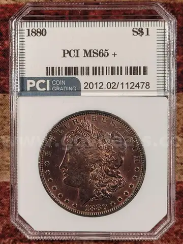 Beautiful 1880 Morgan Silver Dollar PCI Graded MS65+