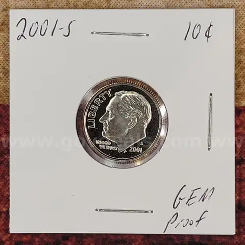 Beautiful Roosevelt Dime 2001-S GEM Proof