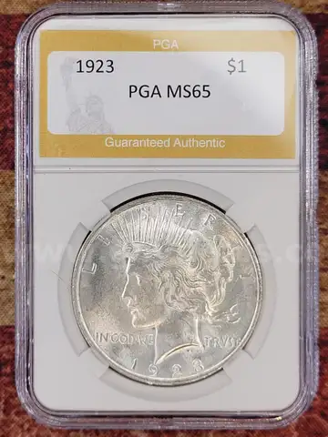 Stunning 1923 Silver Peace Dollar PGA Graded MS65