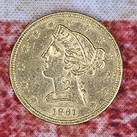Beautiful 1861 $5 Gold Half Eagle
