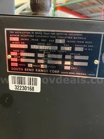 Southbend 2 burner gas stove Model 164-1