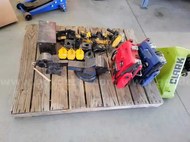 One lot of multiple tools, batteries and jump boxes