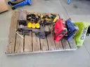 One lot of multiple tools, batteries and jump boxes