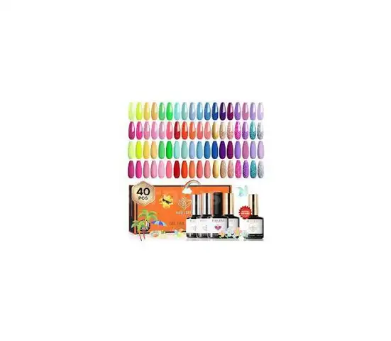 Assorted box of 40 nail packs (different colors and different designs)