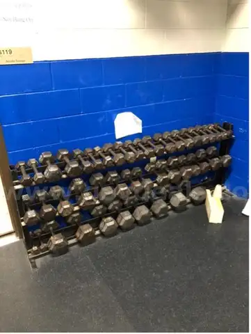 1 Set of Dumbbells and Rack &#x2013; Pairs of Weights Listed Below