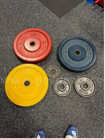 &#x22;Complete Set of Rubberized Large Weights &#x2013; Pairs of Each Weight Listed Y