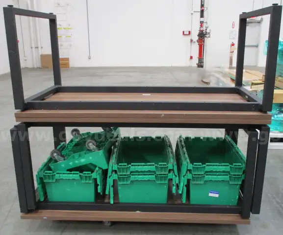 3 TABLES W/ GREEN BINS