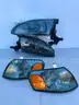 16 Pair Headlight Set FITS 1998 2000 Toyota Corolla Chrome Housing Smoke Lenses-Amber