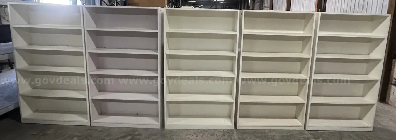 Lot of 5 White Bookshelves