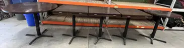 Lot of 5 Tall Round Tables with 30 Tall Padded Metal Chairs