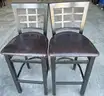 Lot of 5 Tall Round Tables with 30 Tall Padded Metal Chairs