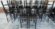 Lot of 5 Tall Round Tables with 30 Tall Padded Metal Chairs