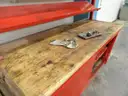 Wooden Shop Table with Metal Storage