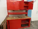 Wooden Shop Table with Metal Storage