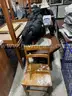 Lot of Chair, Side Table, Long Tall Table, Draperies, Lamp, Curtain Rods
