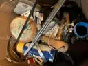 Lot of various tools saws screwdrifters drill bits magnet tools wrenches