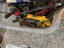 Lot of various tools saws screwdrifters drill bits magnet tools wrenches