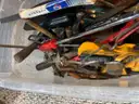 Lot of various tools saws screwdrifters drill bits magnet tools wrenches
