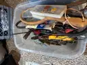 Lot of various tools saws screwdrifters drill bits magnet tools wrenches