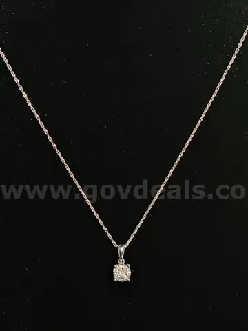 Women&#x27;s Silver chain Marked 925 with Diamond accented statement piece (18 in.)