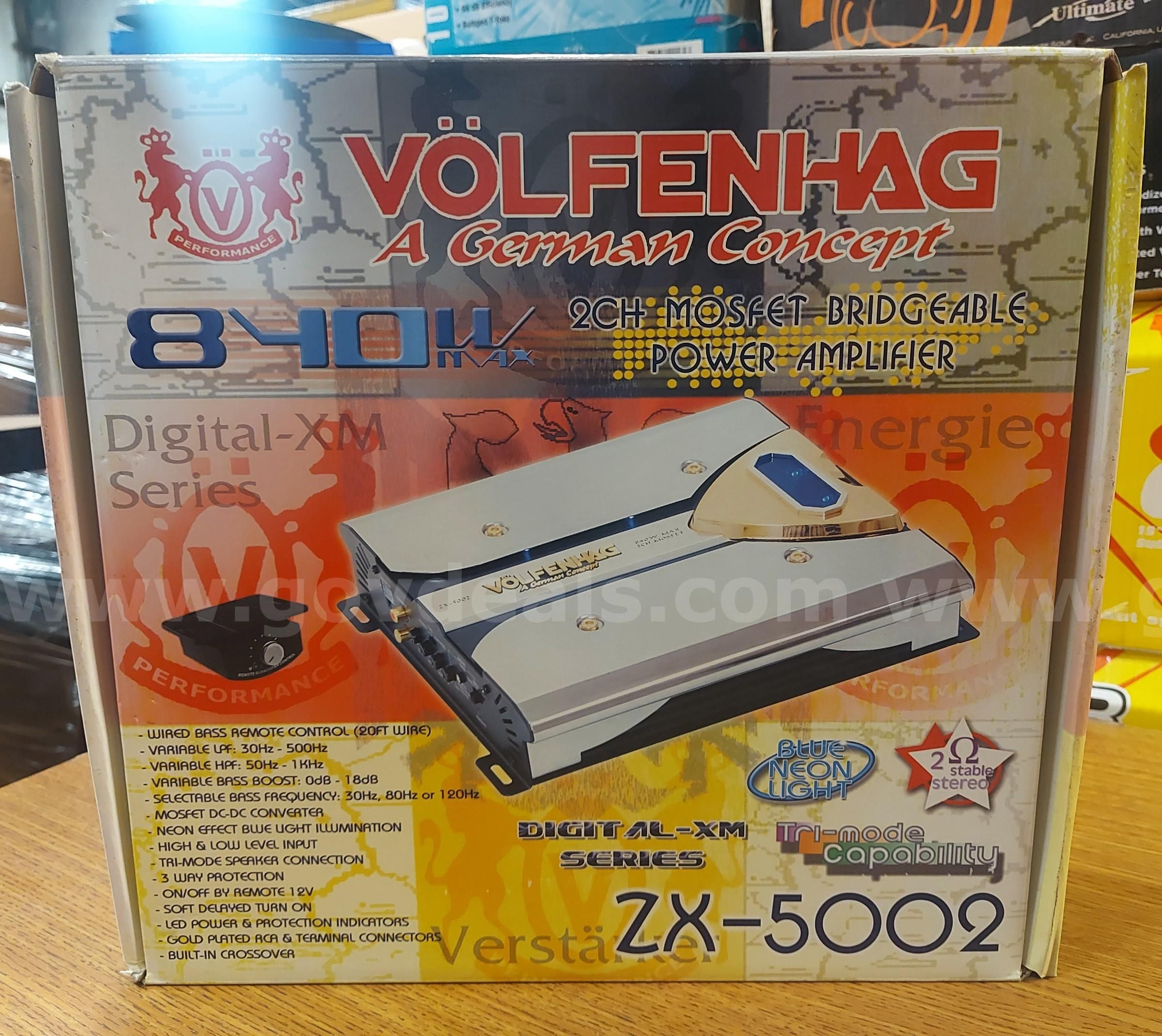 ２ー7 VOLFENHAG ZX-5002 840 WATTS 2 CHANNEL BRIDGEABLE CAR