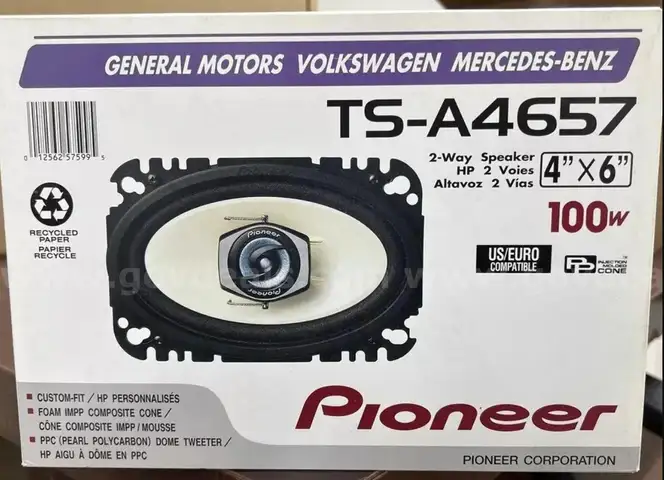 Pioneer TS-A4657 2-Way 4in. x 6in. Car Audio Speakers Pair 100 Watts 4x6&#x22;