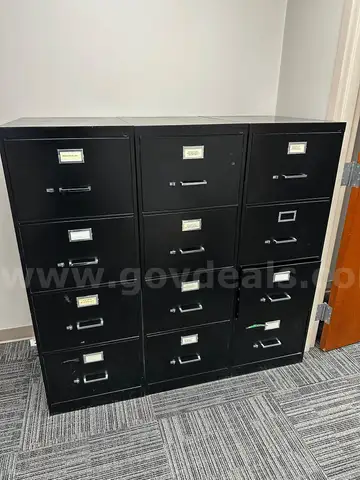 3 file cabinets, 4 drawers each