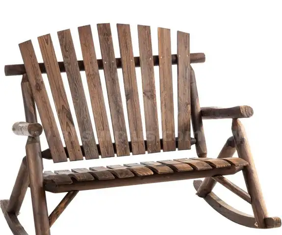 Outsunny Outdoor Wooden Rocking Chair, Double-Person Rustic