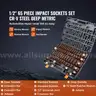 VEVOR 1/2&#x22; Drive Impact Socket Set 65 Piece SAE 3/8&#x22; to